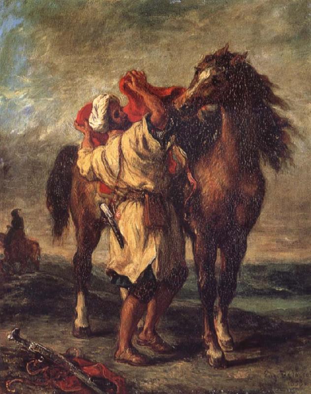 Eugene Delacroix Arab Sadding His Horse Spain oil painting art
